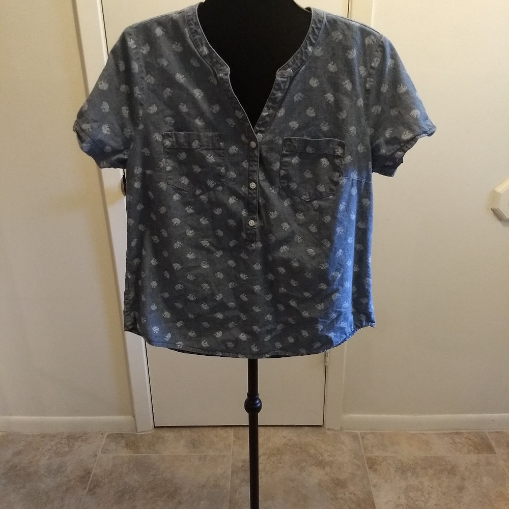 Lucky Brand Elephant Print Blouse